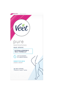 Pure inspirations Cold Wax Strips for Sensitive Skin - Legs & Body, 20 strips