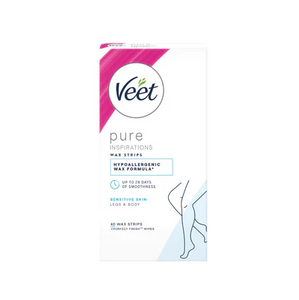 Pure inspirations Cold Wax Strips for Sensitive Skin - Legs & Body, 40 strips