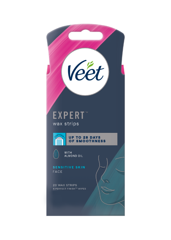 Expert Cold Wax Strips for Sensitive Skin Face, 20 strips Veet UK