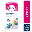 Body & Legs Cold Wax Strips for Sensitive Skin, Pack of 80