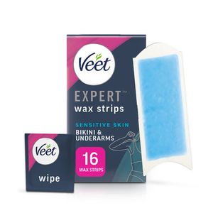 Expert Cold Wax Strips for Sensitive Skin - Bikini & Underarm, 16 strips